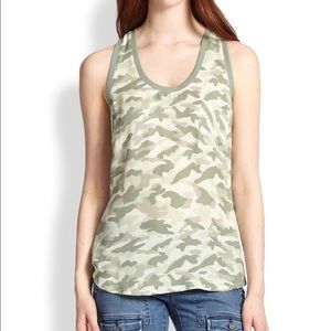 Joie Alicia olive silk camo racerback top
